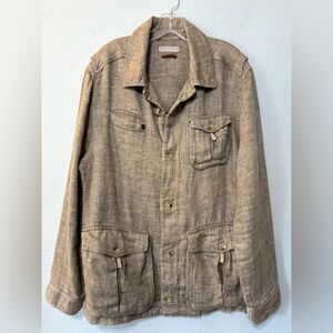 The Field 100% Luxury Linen Men’s Field Jacket Tan Made in Portugal L
